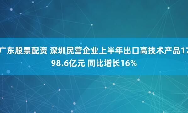 广东股票配资 深圳民营企业上半年出口高技术产品1798.6亿元 同比增长16%